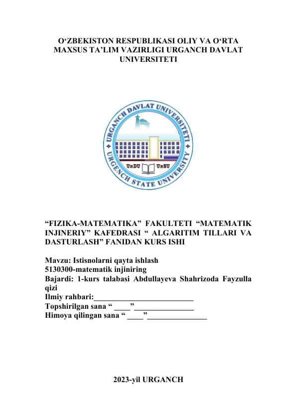 Istisnolarni qayta ishlash C#.doc