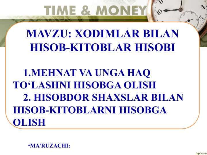 XODIMLAR BILAN HISOB-KITOBLAR HISOBI