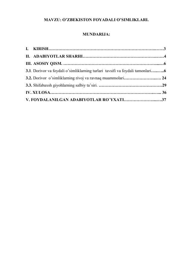 O’ZBEKISTON FOYADALI O’SIMLIKLARI..docx
