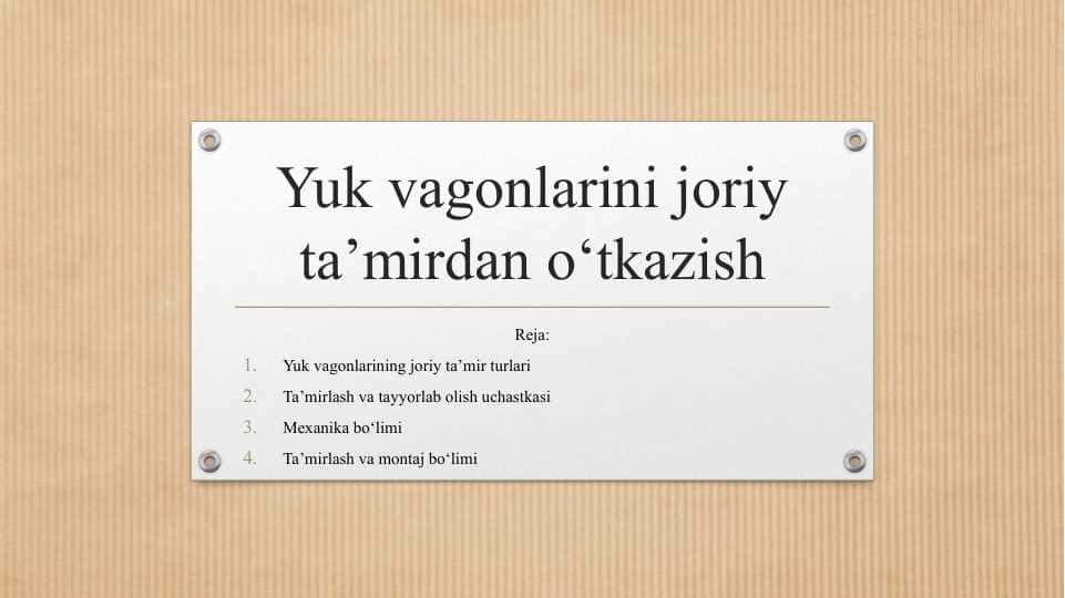 Yuk vagonlarini joriy ta’mirdan o‘tkazish