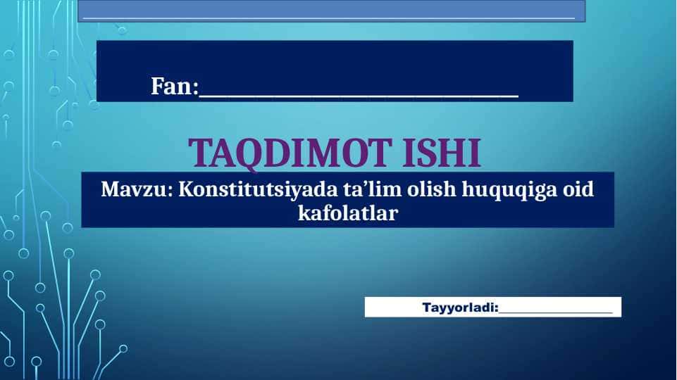 Konstitutsiyada ta’lim olish huquqiga oid kafolatlar