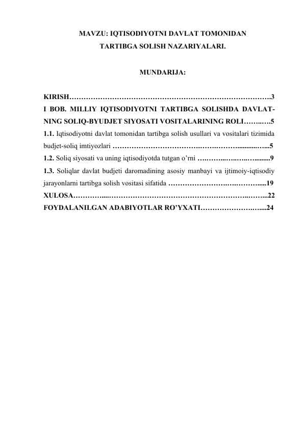 IQTISODIYOTNI DAVLAT TOMONIDAN TARTIBGA SOLISH NAZARIYALARI.docx