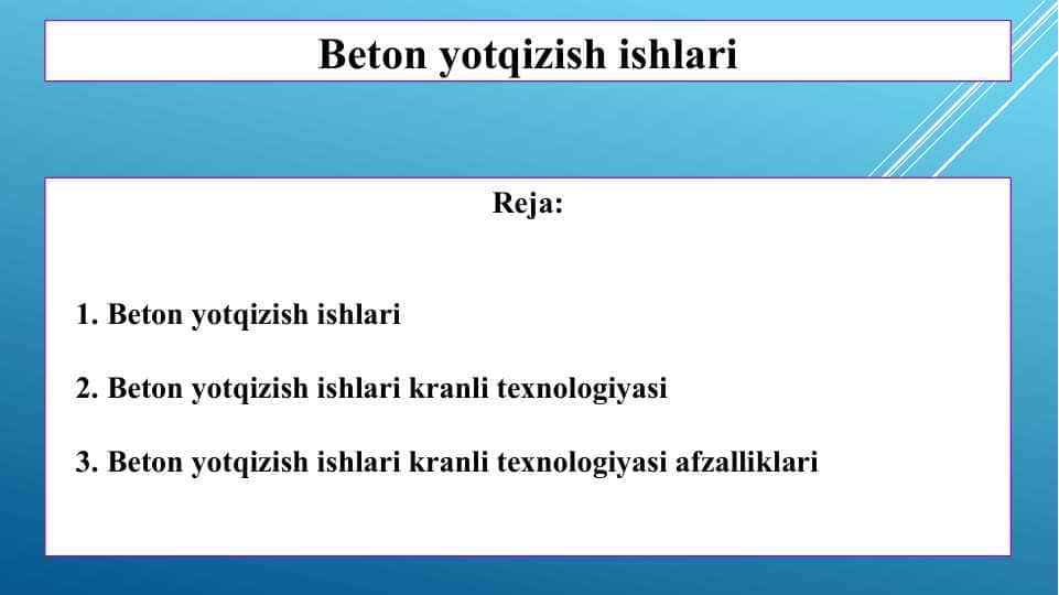 Beton yotqizish ishlari