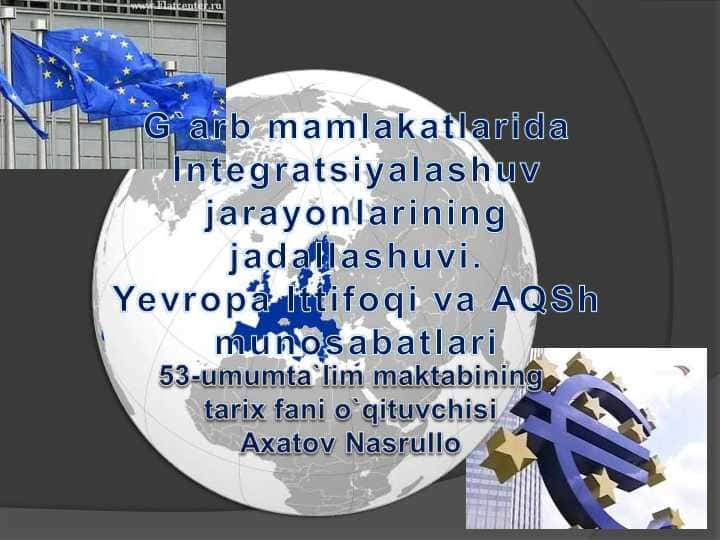 Urushdan keyingi ahvol Yevropa davlatlarini iqtisodiy muammolarni birgalikda hal etishga undadi. 1951-yilda Yevropaning olti davlati (Belgiya, Italiya, Luksemburg, Gollandiya, GFR va Fransiya) ko‘mir va po‘lat bo‘yicha Yevropa uyushmasini tuzdilar.
