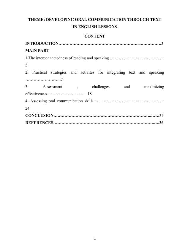 DEVELOPING ORAL COMMUNICATION THROUGH TEXT IN ENGLISH LESSONS