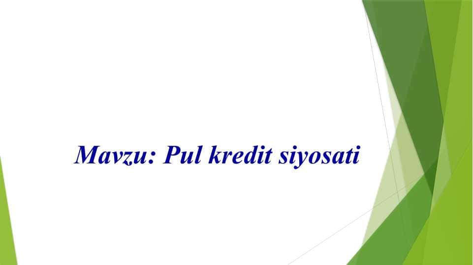 Pul kredit siyosati