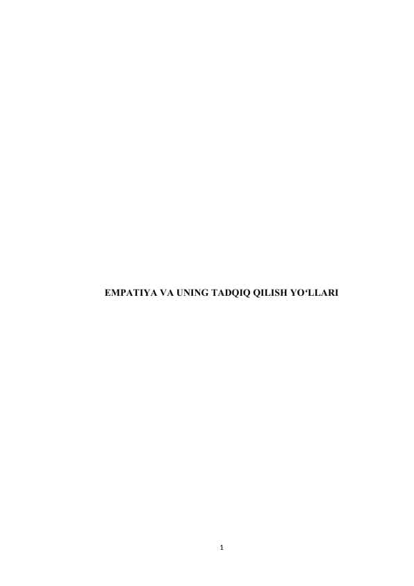 EMPATIYA VA UNING TADQIQ QILISH YOʻLLARI