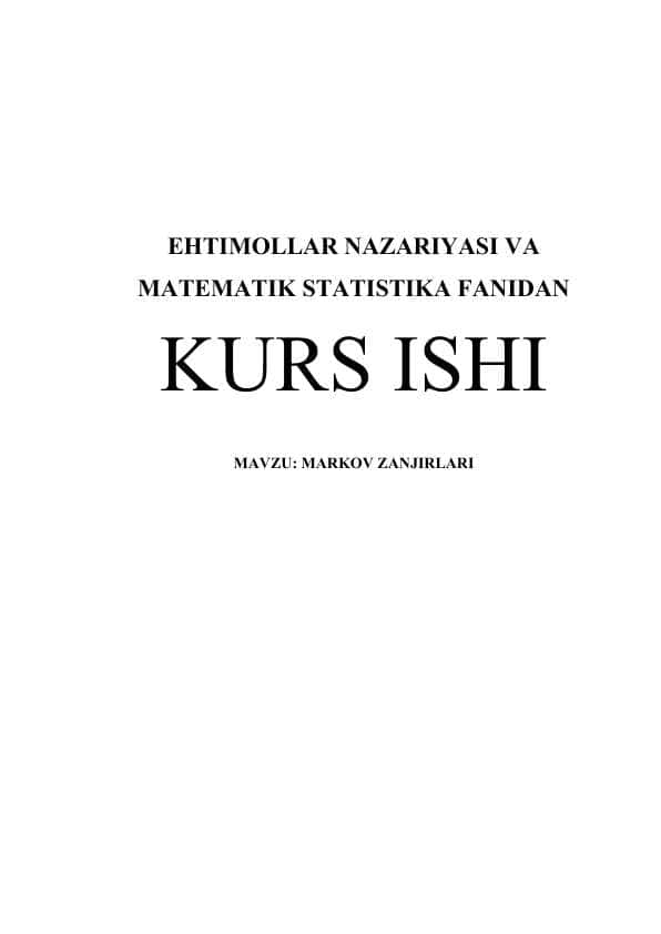 MARKOV ZANJIRLARI