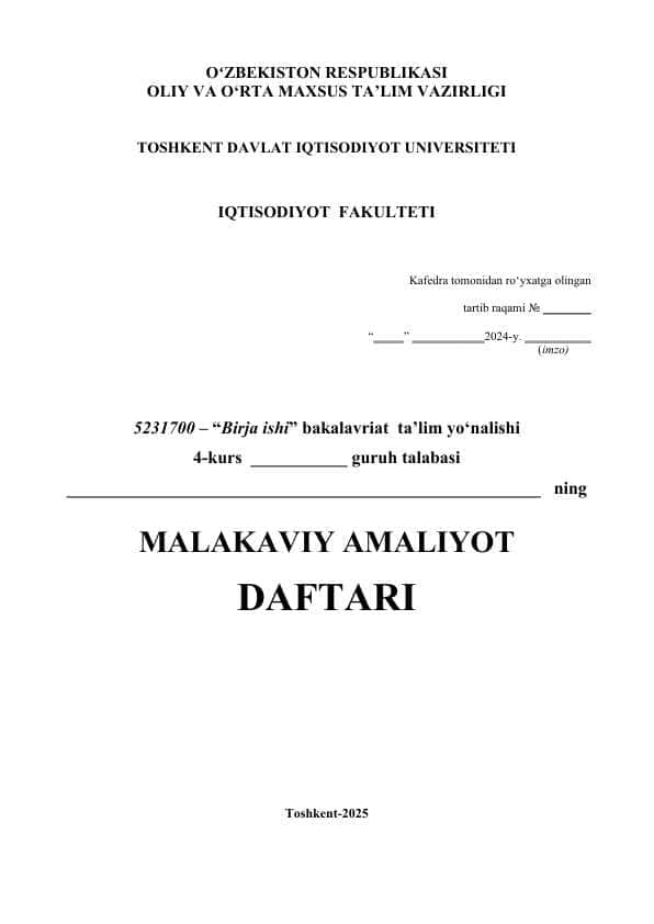 Bitiruv malakaviy amaliyot daftari. MIKROKREDIT BANK