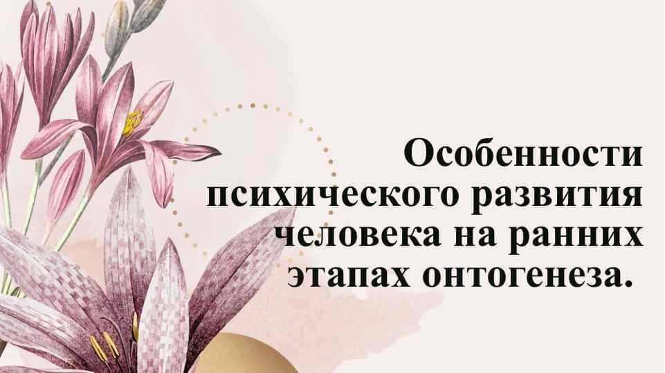 Особенности психического развития человека на ранних этапах онтогенеза.