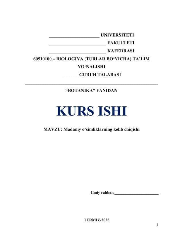 Madaniy o‘simliklarning kelib chiqishi