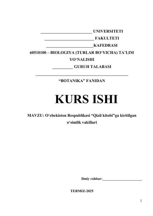 O‘zbekiston Respublikasi “Qizil kitobi”ga kiritilgan o‘simlik vakillari