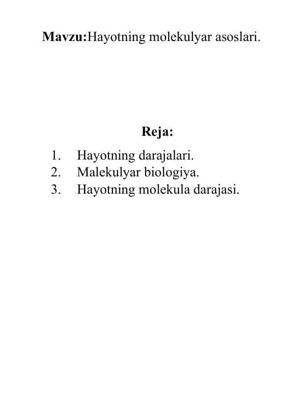 Hayotning molekulyar asoslari