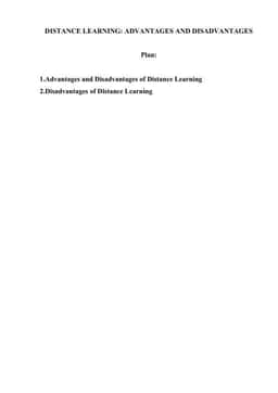 DISTANCE LEARNING ADVANTAGES AND DISADVANTAGES