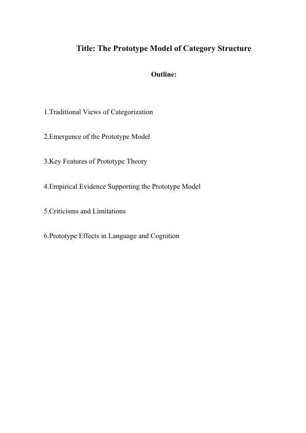 The Prototype Model of Category Structure