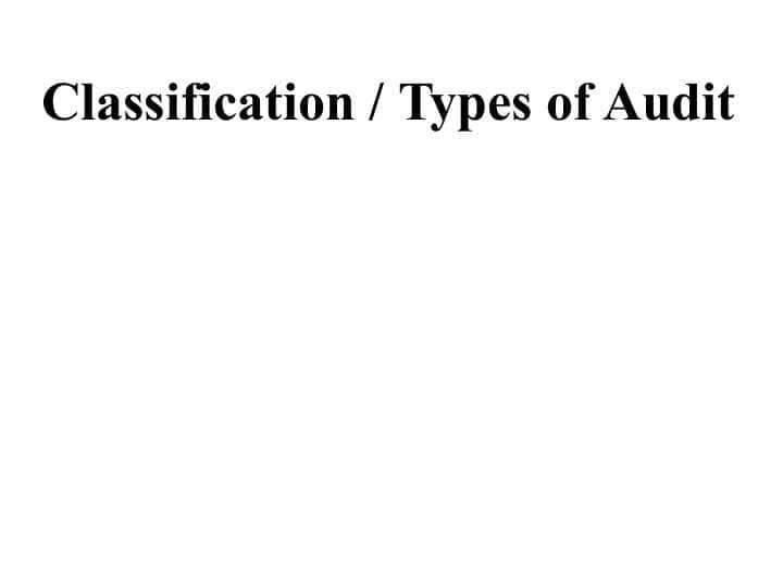 Classification / Types of Audit