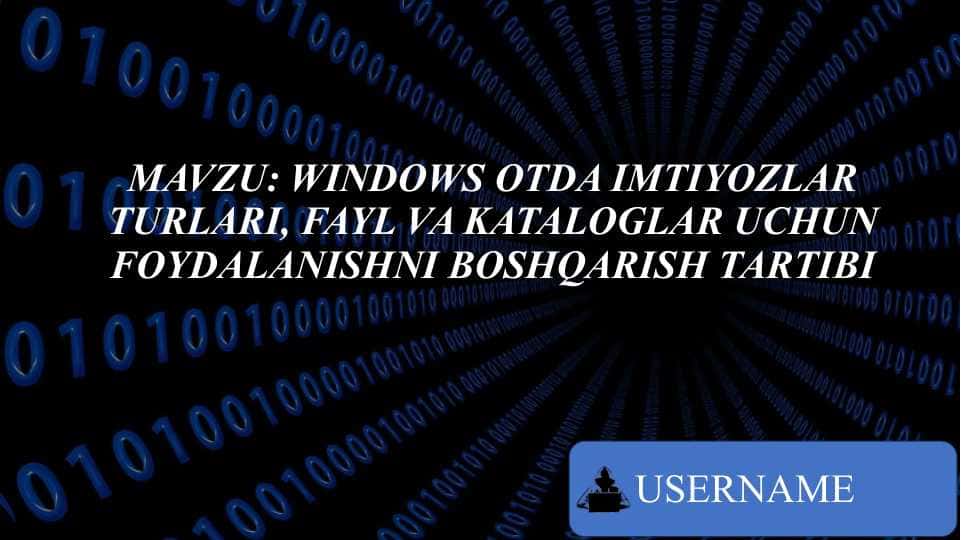 Windows OTda imtiyozlar turlari fayl va kataloglar uchun foydalanishni