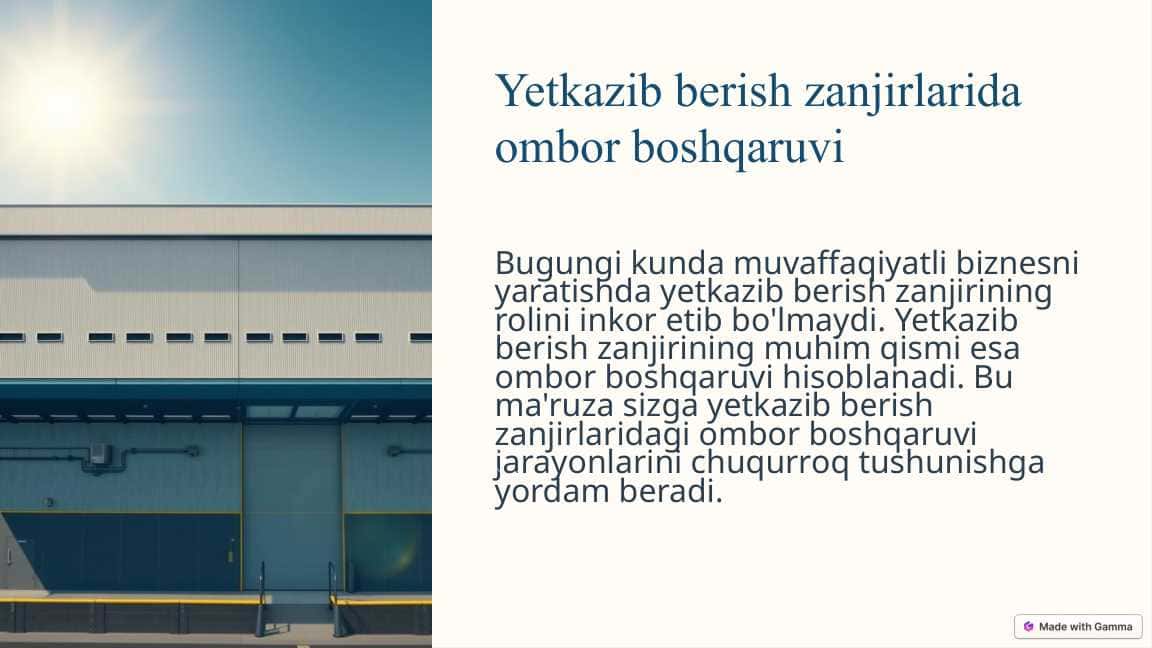Yetkazib berish zanjirlarida ombor boshqaruvi