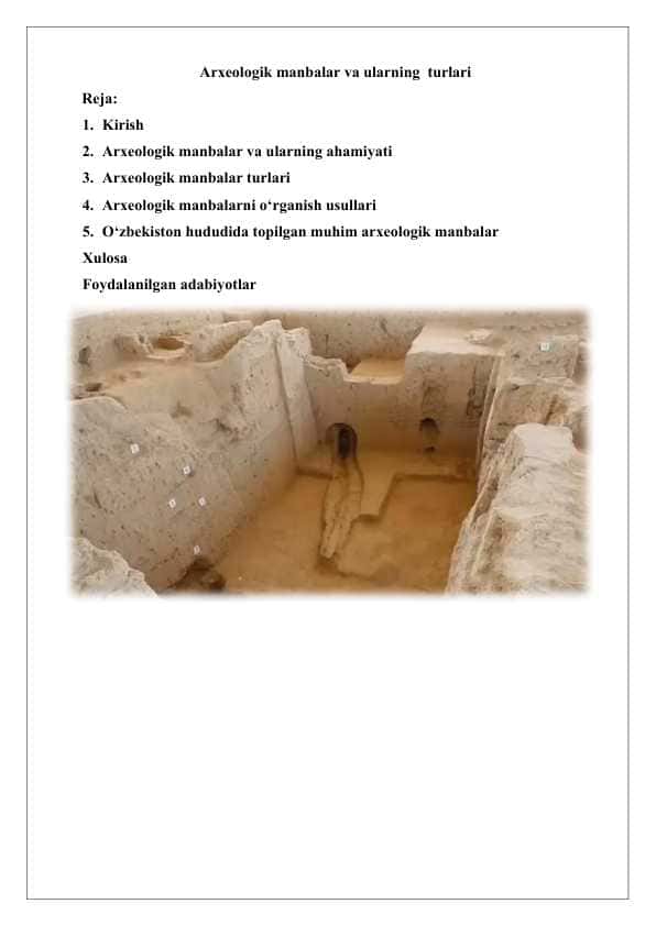 Arxeologik manbalar va ularning turlari 25