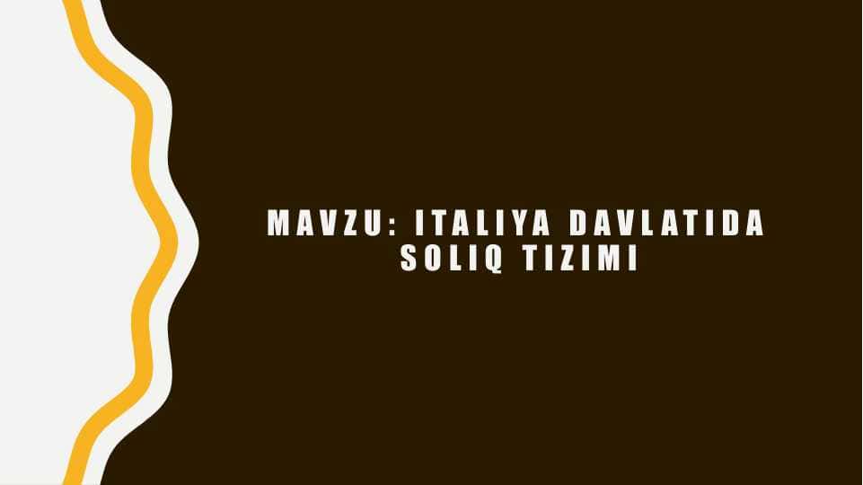 Italiya davlatida soliq tizimi