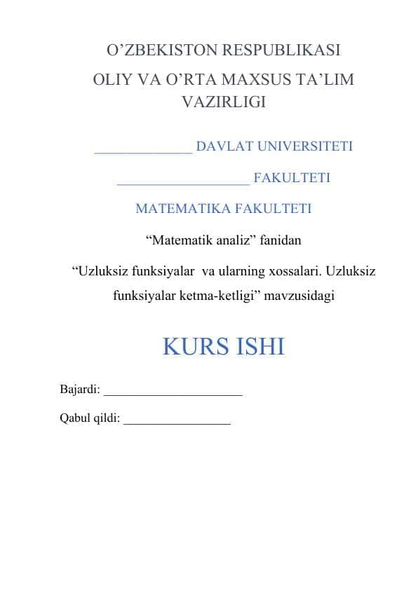 Uzluksiz funksiyalar va ularning хоssalari. Uzluksiz funksiyalar kеtma-kеtligi