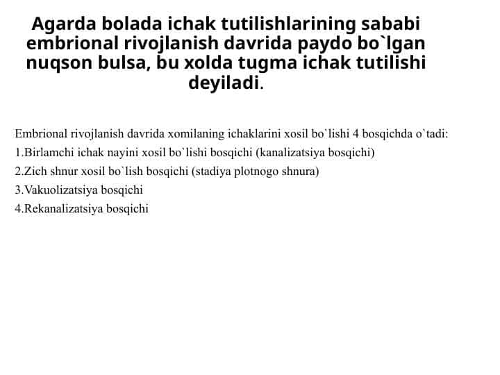 Yuqori va pastki ichak tutilishlari xammasi
