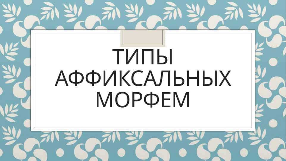 Типы аффиксальных морфем