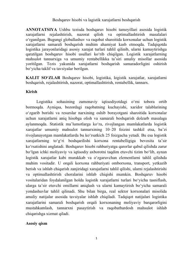 Boshqaruv hisobi va lagistik xarajatlarni boshqarish m.docx