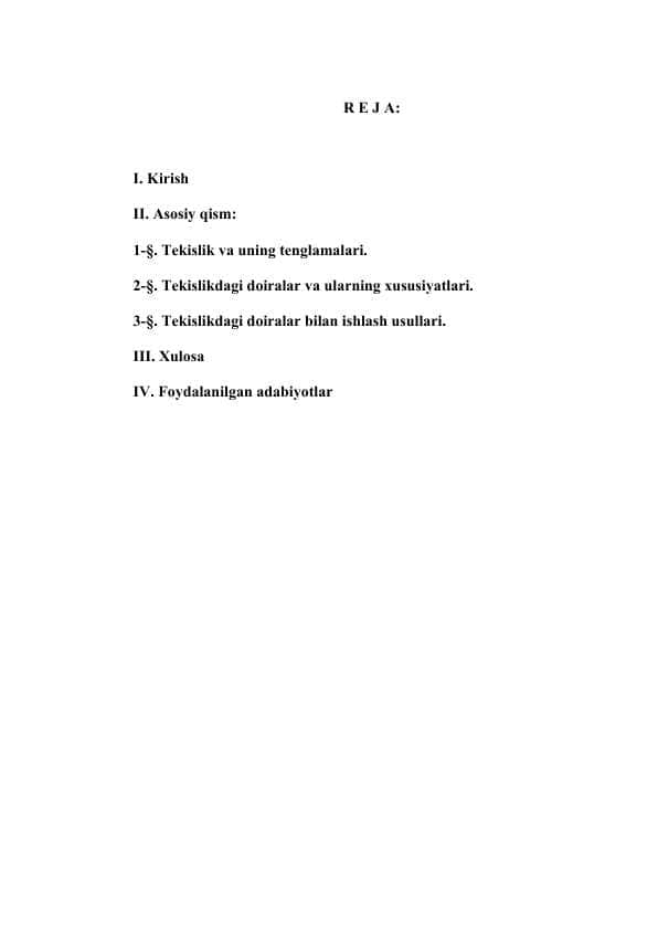 tekislikdagi doiralar geometriyasi