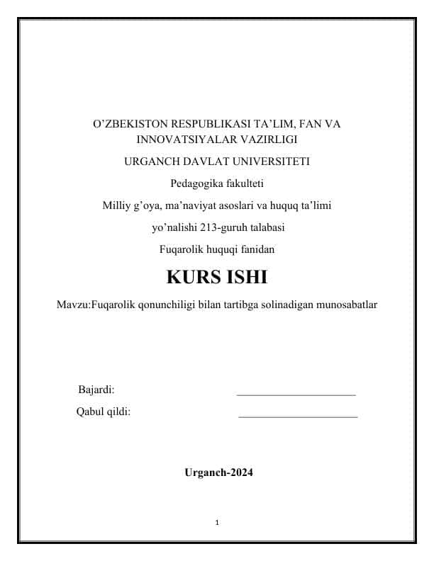 Fuqarolik qonunchiligi bilan tartibga solinadigan munosabatlar