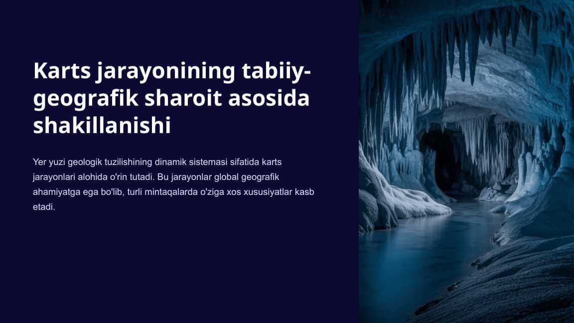 Karts jarayonining tabiiy-geografik sharoit asosida shakillanishi