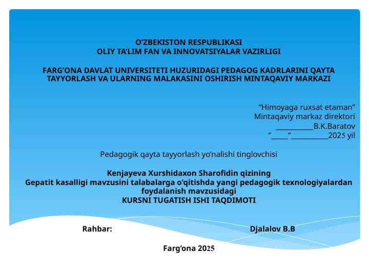 Kurs ishi prezentatsiyasi
