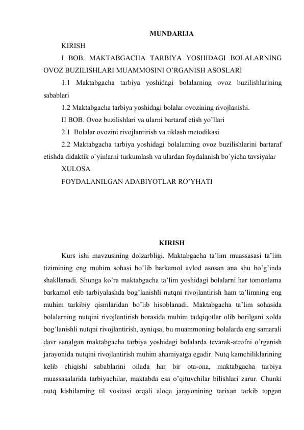 Ovoz buzilishlari va ularni bartaraf etish yo’llari