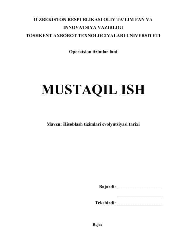 Hisoblash tizimlari evolyutsiyasi tarixi
