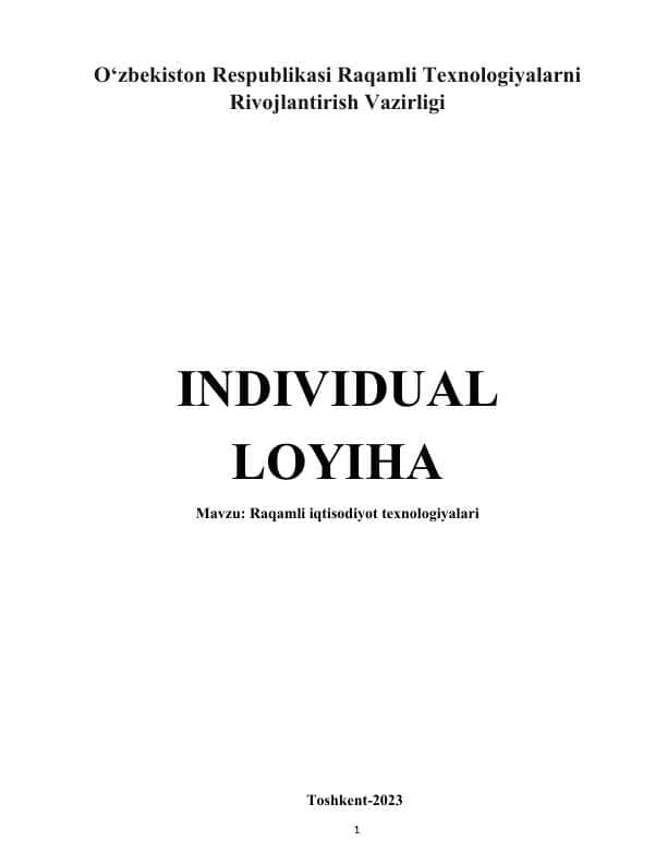 Raqamli iqtisodiyot texnologiyalari