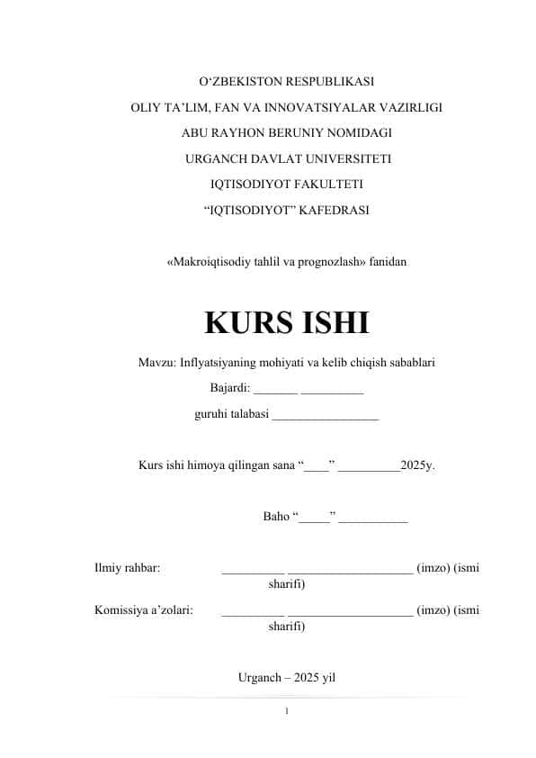 Inflyatsiyaning mohiyati va kelib chiqish sabablari