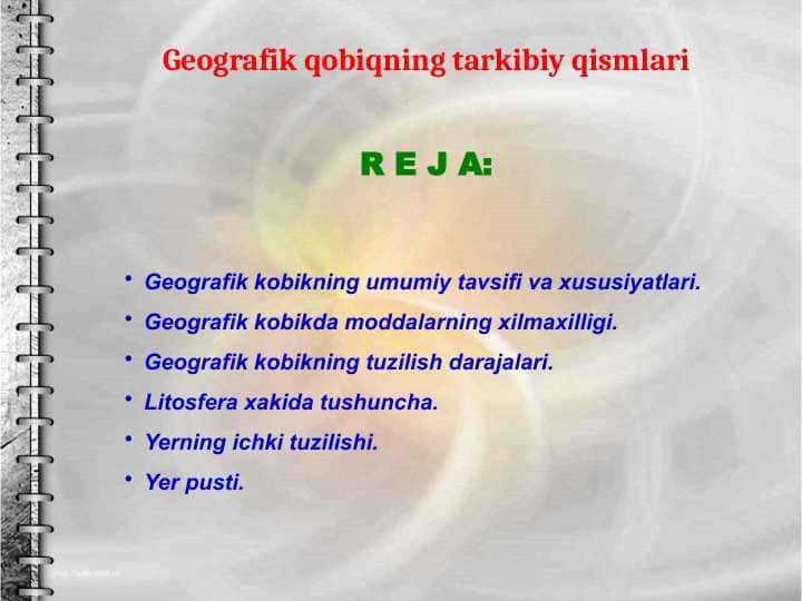 Geografik qobiqning tarkibiy qismlari