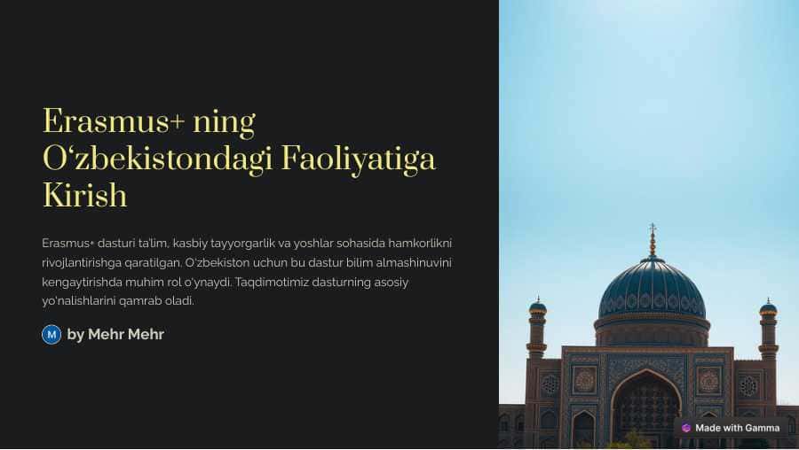 Erasmus+ ning O'zbekistondagi Faoliyati