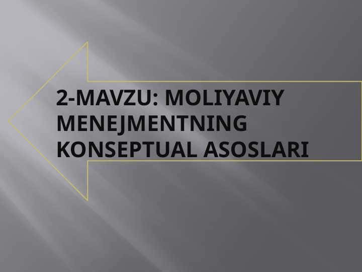 Moliyaviy menejmentning kontseptual asoslari