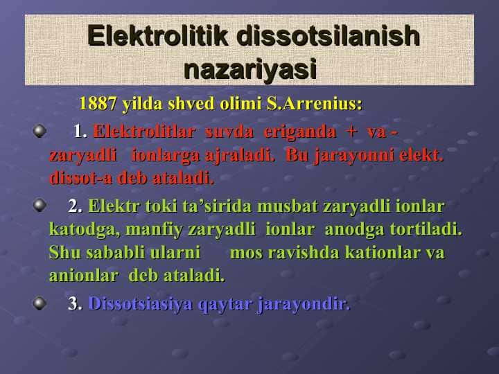 Elektrolitik dissotsilanish nazariyasi