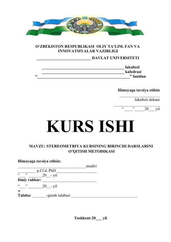 Stereometriya kursining birinchi darslarini o’qitish metodikasi