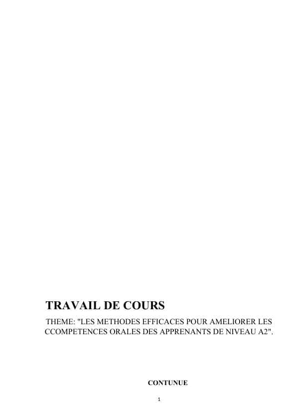 LES METHODES EFFICACES POUR AMELIORER LES CCOMPETENCES ORALES DES APPRENANTS DE NIVEAU A2