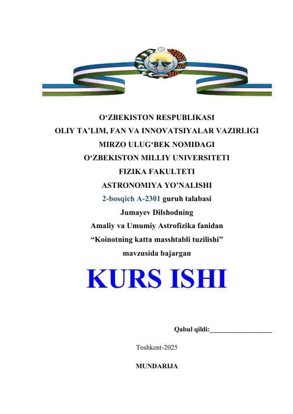 Koinotning katta masshtabli tuzilishi.