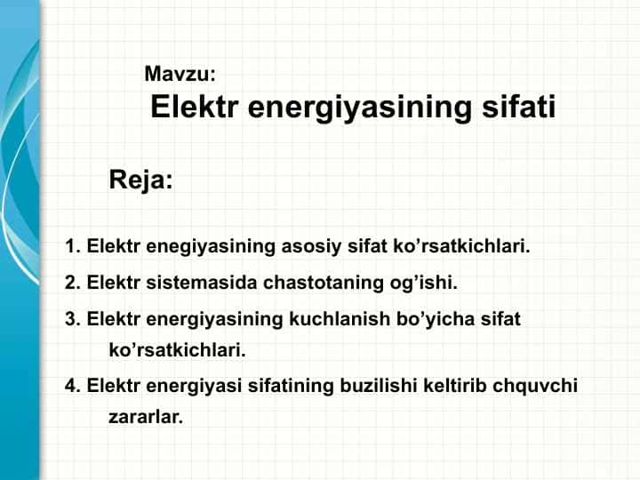 Elektr energiyasining sifati