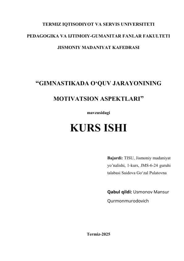 GIMNASTIKADA O‘QUV JARAYONINING