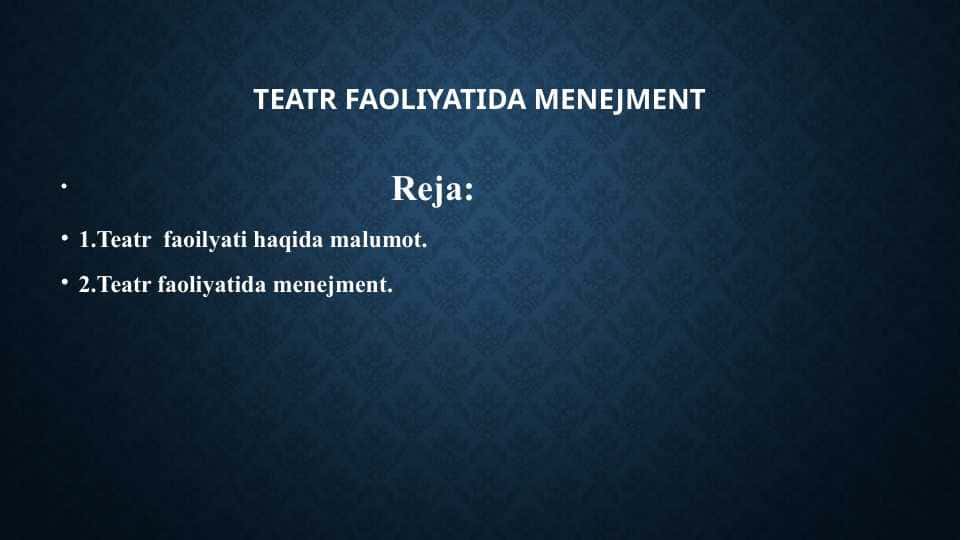 Teatr faoliyatida menejment