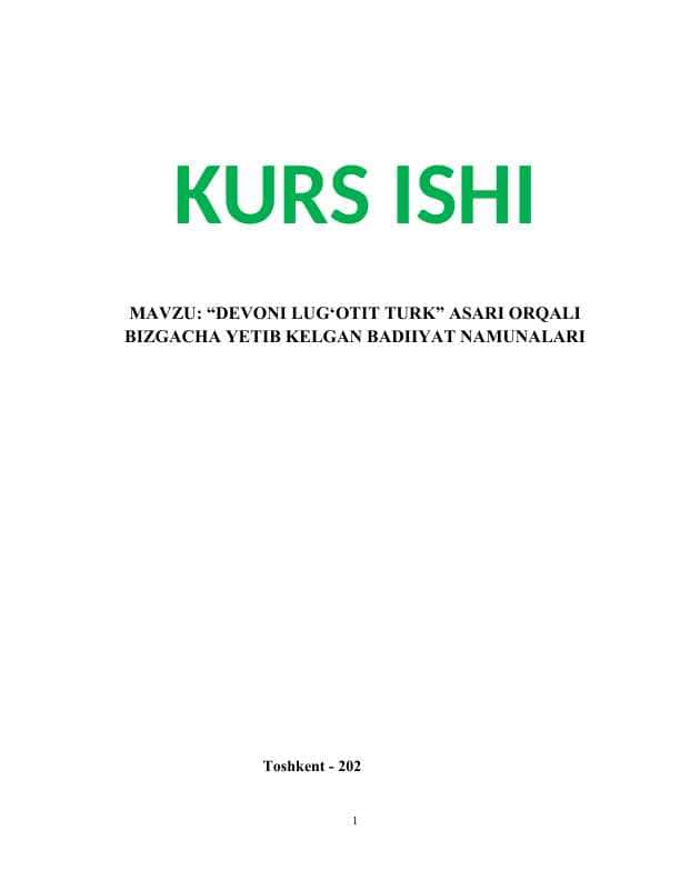 Kurs ishi. Devoni lug'atit turk