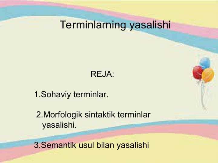 Terminlarning yasalishi