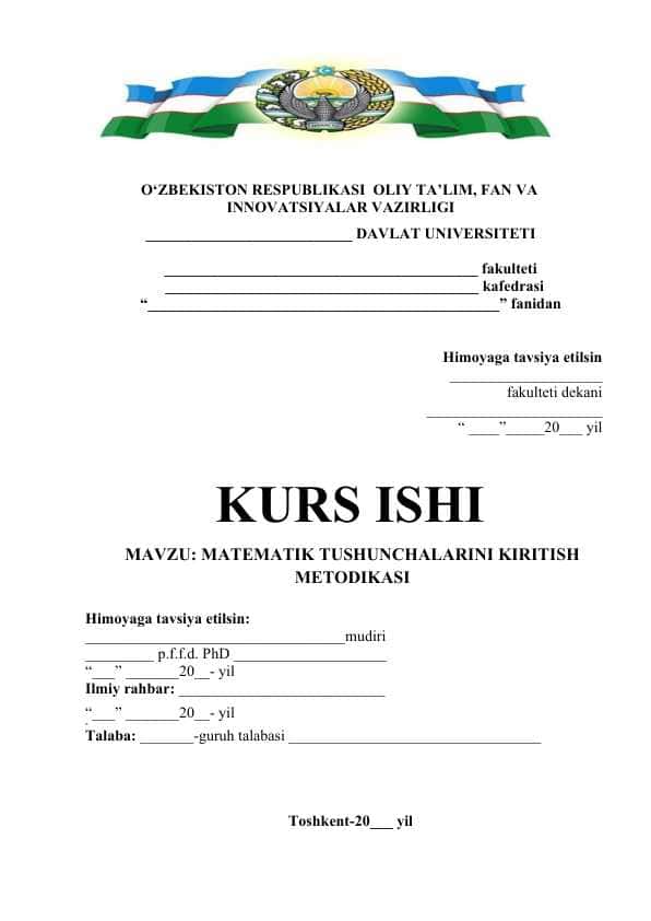 Matematik tushunchalarini kiritish metodikasi