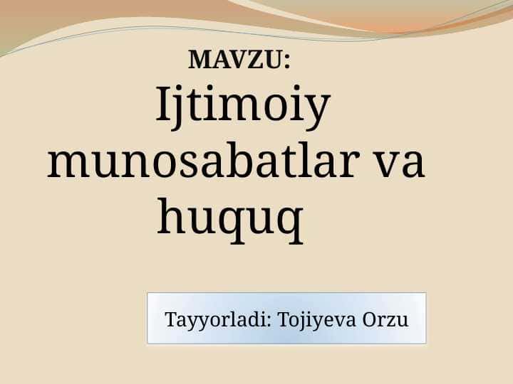 Ijtimoiy munosabatlar va huquq